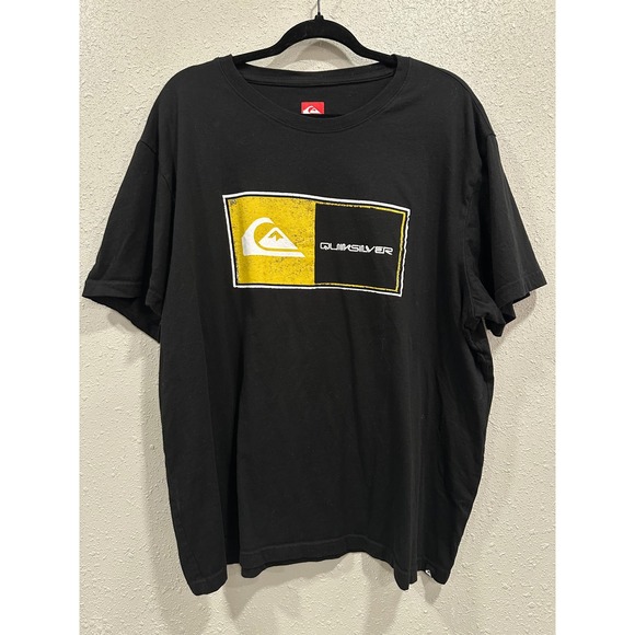 Quiksilver Black T-Shirt Mens XXL Surf Skate Logo Graphic Tee Vintage Y2K - Picture 1 of 6